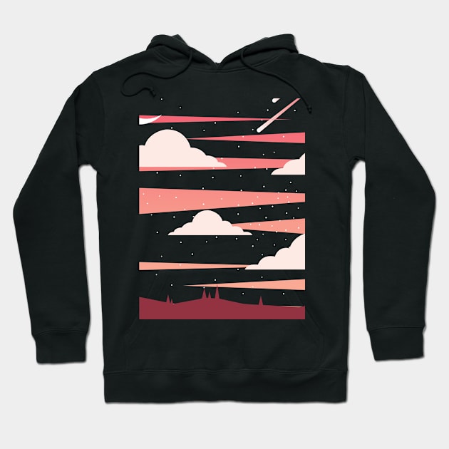 Pink sunset landscape moon clouds Hoodie by motivational type